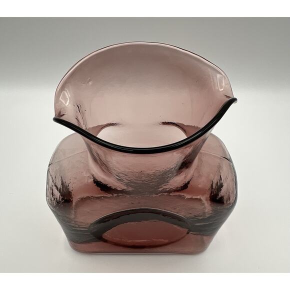 BLENKO Amethyst Purple Glass Double Spouted Water Pitcher Jug Caraf Bottle 8” - Picture 4 of 13